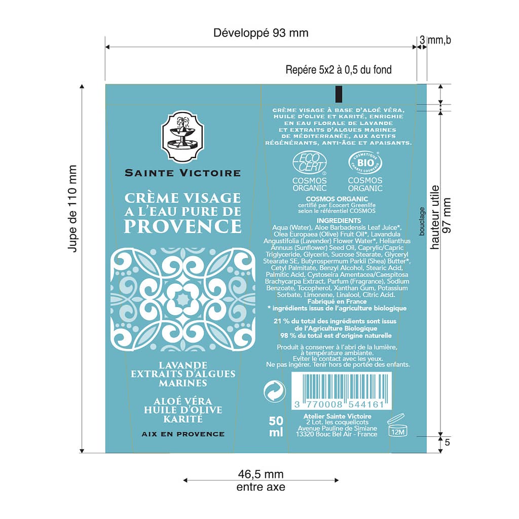 Packaging gabarit tube creme visage